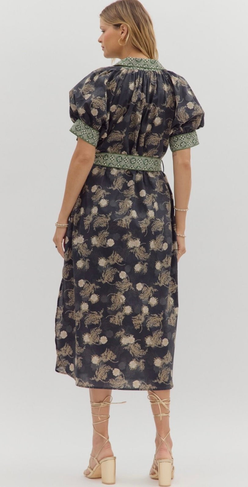 knee length dresses for ladies Entro Cream Floral Buttoned Sleeveless Maxi Dress